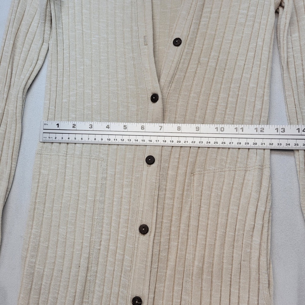 Free People Beach Cardigan Dress Womens Small Cream Ribbed Long Sleeve Longline - Picture 6 of 9
